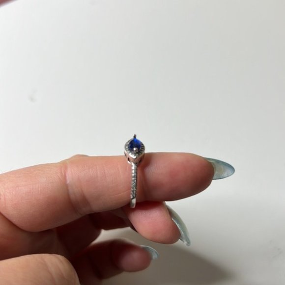 Sterling Silver Blue Stone Dainty Ring - Picture 6 of 8